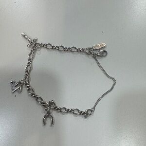 James Avery Silver Charm Bracelet with Horseshoe and Cross Charms